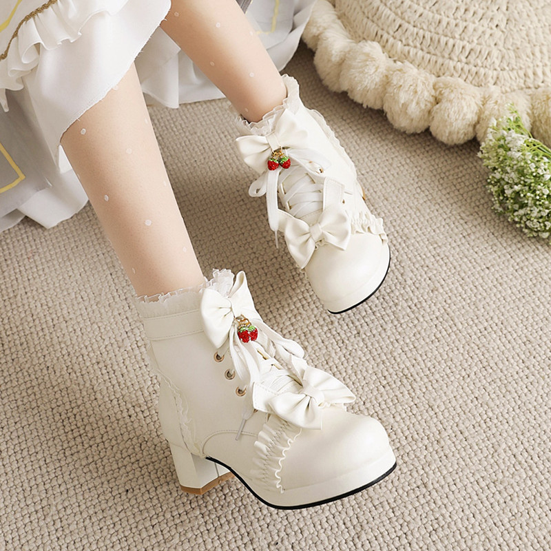 原创jk制服学院风短靴子时尚中跟系带马丁靴百搭小码女鞋-阿里巴巴