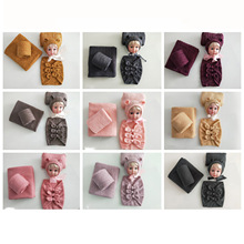 宝宝道具帽子新生儿-满月蝴蝶结裹布毯子拍照可爱造型套装五件套