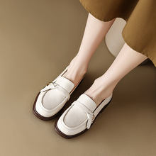 乐福鞋2023秋季新款女靴粗跟低跟低帮鞋复古 英伦风小皮鞋单鞋女
