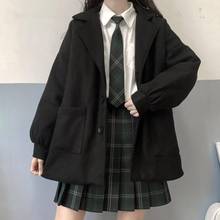 早秋冬季日系小个子短款学院风毛呢大衣秋冬女黑红呢子外套jk制服