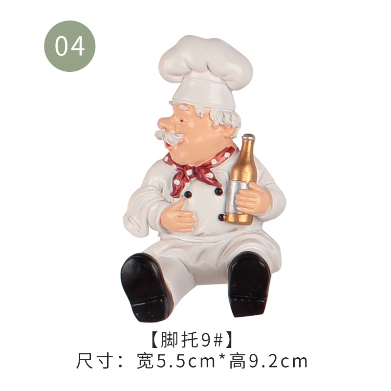 Cartoon Cute Ins Resin Chef Mobile Phone Stand Sticky Hook Household Living Room Coffee Table Study Desktop Small Ornaments Ornament