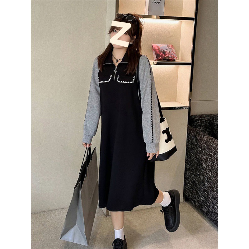春季大码女装胖mm中长款卫衣裙遮肚显瘦韩版休闲连衣裙子200斤300