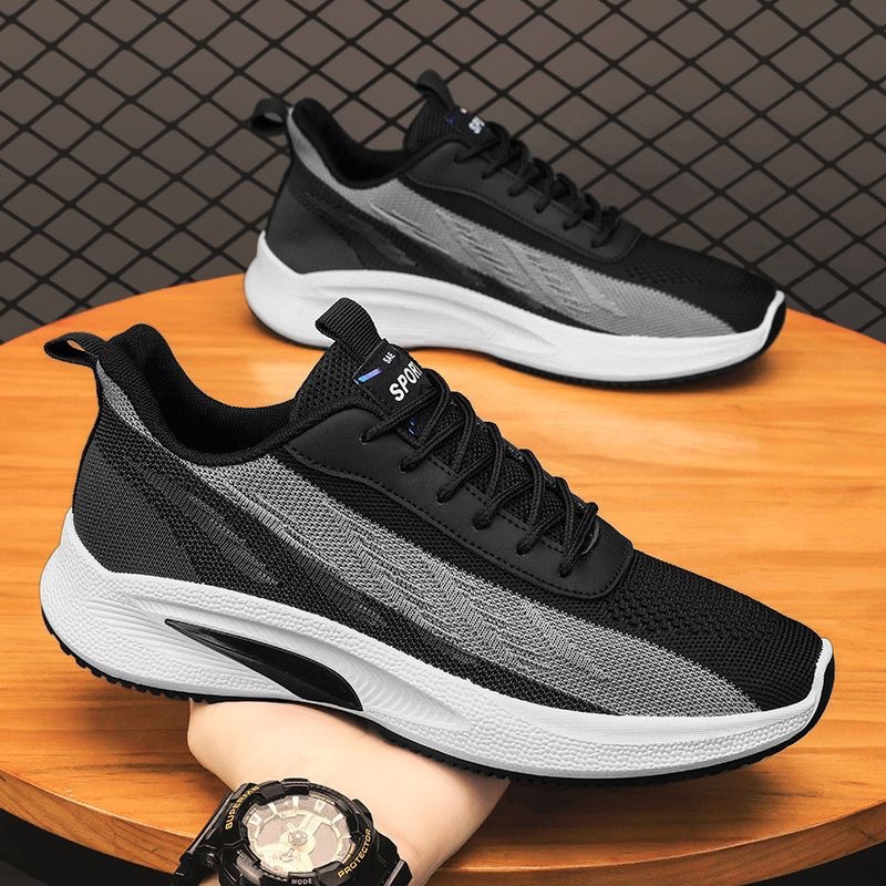 2023 New Flying Woven Men's Shoes Korean-Style Fashionable Breathable Mesh Sneakers Outdoor Casual Running Shoes Foreign Trade