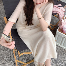 大姐姐柔软白厂丝羊绒特殊织法一体机连衣裙通勤风长袖2023年秋季