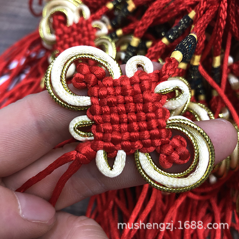 国外货8盘金边中国结半成品批发富贵结流苏吊穗铜钱