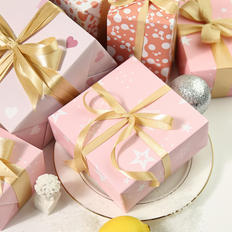 五角星爱心款生ins风包装纸礼物自粘手工生日礼物包装纸儿童礼物