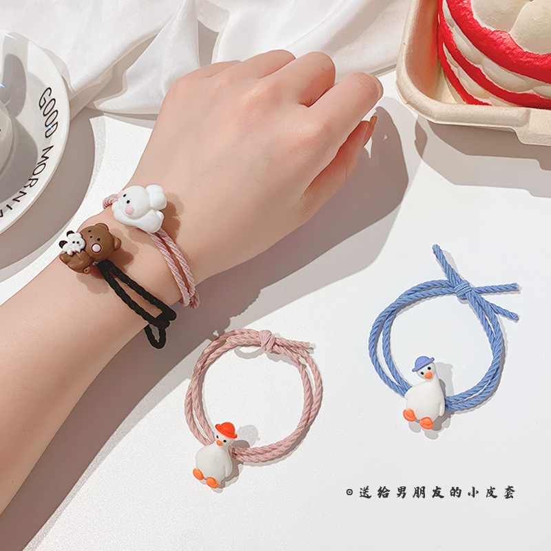 爱你鸭发圈儿童情侣小皮筋皮套头绳女学生韩版橡皮筋扎头发成人女