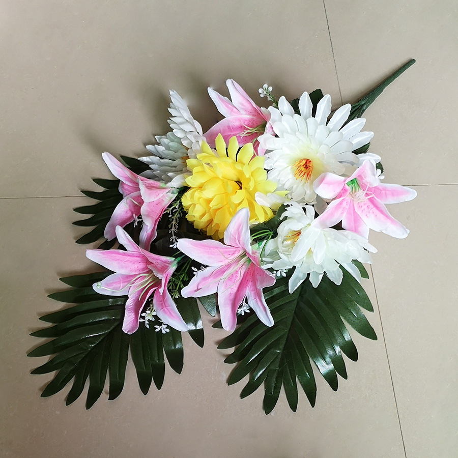 清明花束仿真花祭祀手捧花假花百合菊花追思祭祖扫墓厂家直销批发