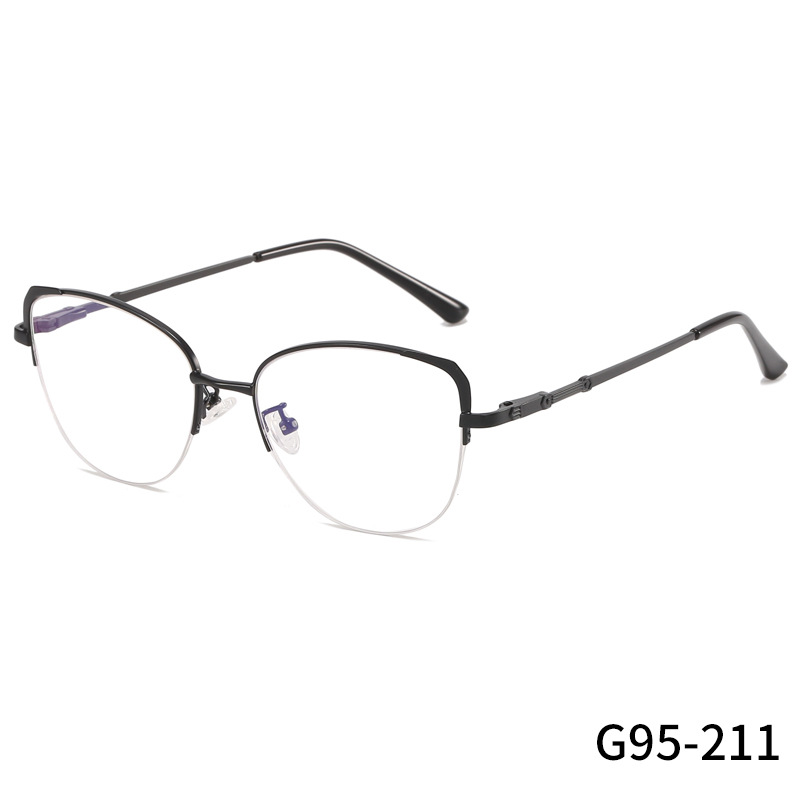 Factory Wholesale Optical Frames Fashion Artistic Plain Glasses Spot Men and Women Commuter Office Plain Face Metal Spectacle Frame