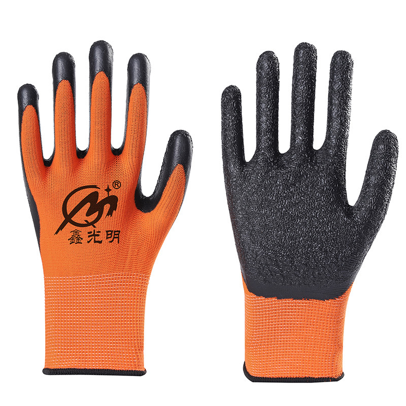 Nylon Rubber Coated Gloves Thirteen Needle Nylon Labor Gloves Wrinkle Adhesive Non-Slip Wear-Resistant Labor Gloves