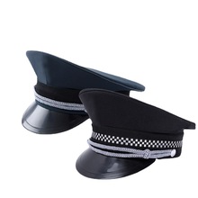 厂家批发2011新式保安帽子保安服帽子男士黑色大檐帽物业保安通用