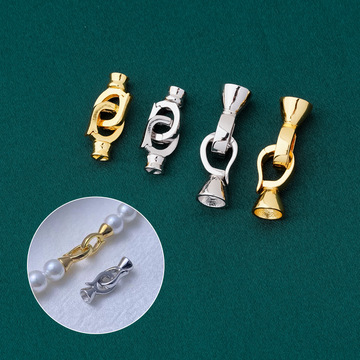 diy配件 s925纯银项链扣连接扣头 双扣头手链扣海水珍珠项链搭扣