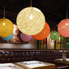 麻球灯网红创意个性圆球现代简约服装咖啡店装饰藤艺日式餐厅吊灯