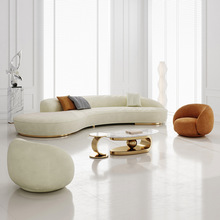 现代轻奢沙发个性创意圆弧型组合意式极简酒店别墅休闲区异形家具
