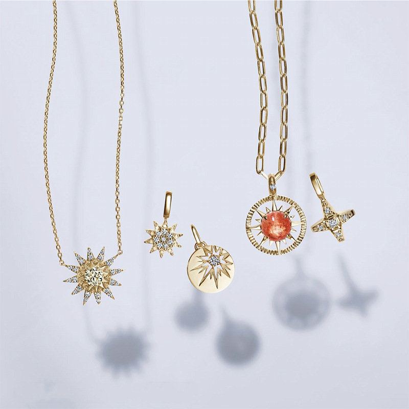 天然日光石首饰日韩轻珠宝复古简约吊坠 925银太阳石项链新款代发