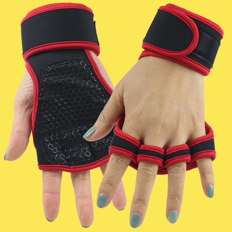 Fitness Half Finger Pull-up Wrist Protector Dumbbell Men's Sports Equipment Wrist Gloves Women's Hard Pull Barbell Gloves