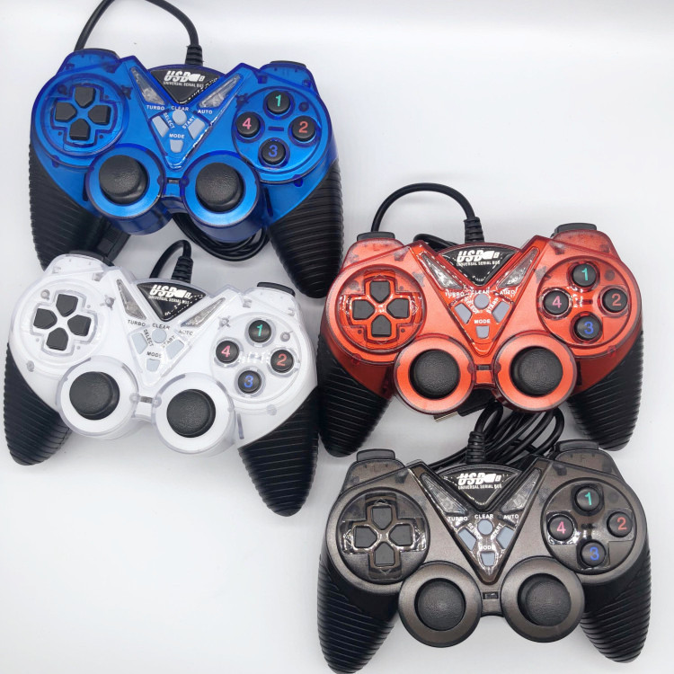 USB Vibration Handle Transparent Color Gamepad PC Computer Handle 3D Rocker Game Machine Accessories