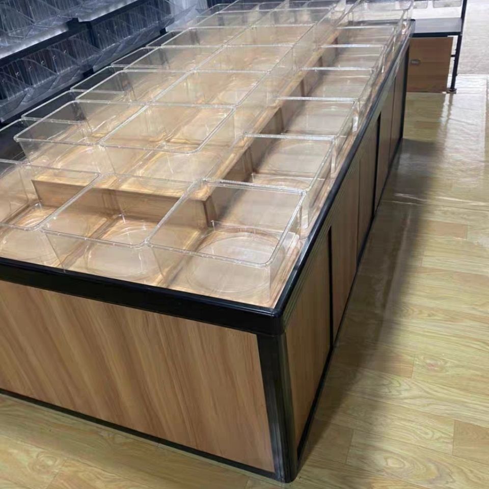 超市散货散称零食货架展示架饼干糖果干果中岛柜子散装食品展示柜