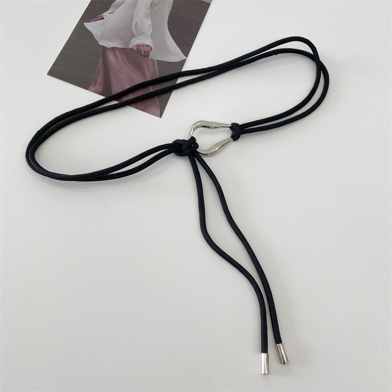 女款简约百搭细腰带打结绳子编织装饰配裙子绑带带女打结双环皮带