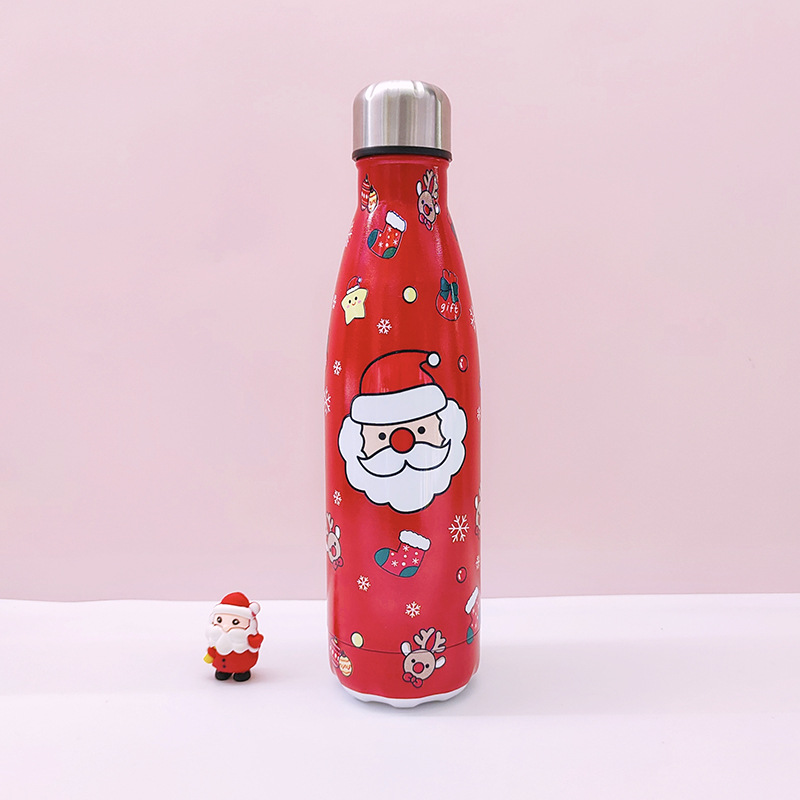 Factory Direct Sales Cross-Border 304 Stainless Steel Vacuum Cup Double-Layer Vacuum Straight Coke Bottle Shape Christmas Water Cupstock