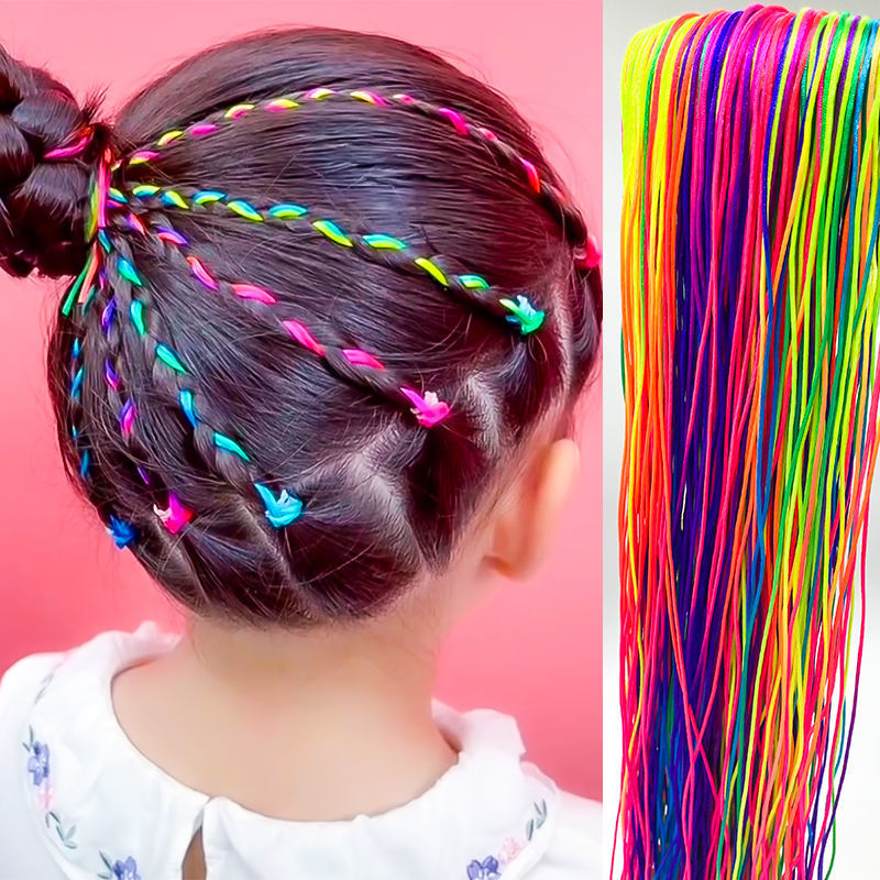 编发彩绳脏辫发绳脏脏辫头绳女网红头饰彩色编头发的绳子七彩色