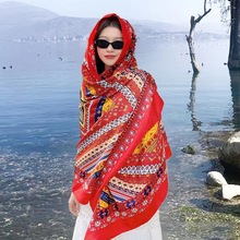 民族风披肩外搭夏季女云南西藏旅游防晒遮阳丝巾百搭空调围巾批发