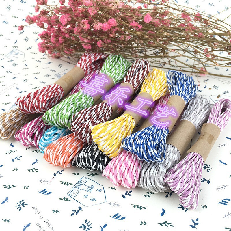 Factory Supply 10 M Two-Color Double Strand Paper String DIY Handmade Hemp Rope Material Kindergarten Woven Material