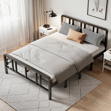 铁艺床单人折叠家用简易午休床出租屋结实耐用加固双人四折硬板床