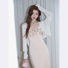 南油2023夏季新款小香风套装女高级感韩系穿搭法式粉色吊带连衣裙