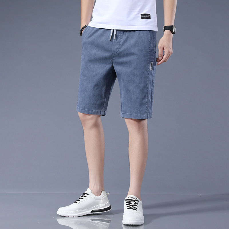 Men's Shorts Summer Thin Loose Straight Fifth Pants Drawstring Elastic Waist Outer Wear Sports and Leisure Pants Men's