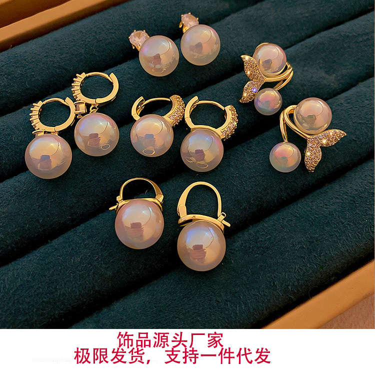 colorful pearl ear clip french style high-grade special-interest design light luxury earrings 2022 new fashion earrings for women wholesale