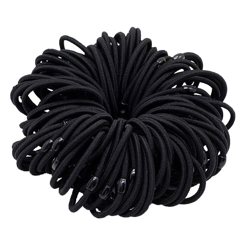 韩版100根高弹力头绳加粗基础发绳成人扎头发皮筋女简约黑色发圈