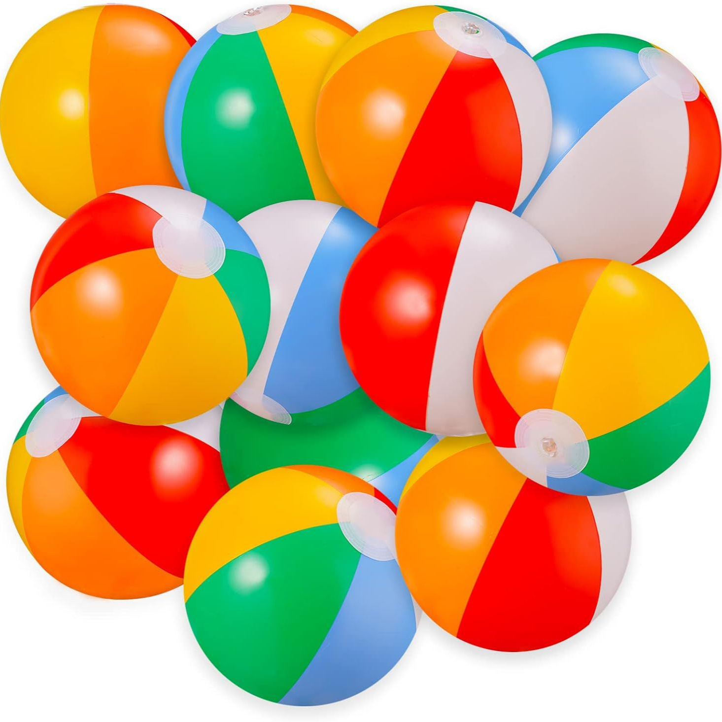 直径22cm彩色pvc充气沙滩球六片球海滩球洗澡玩具球6片彩球跨境