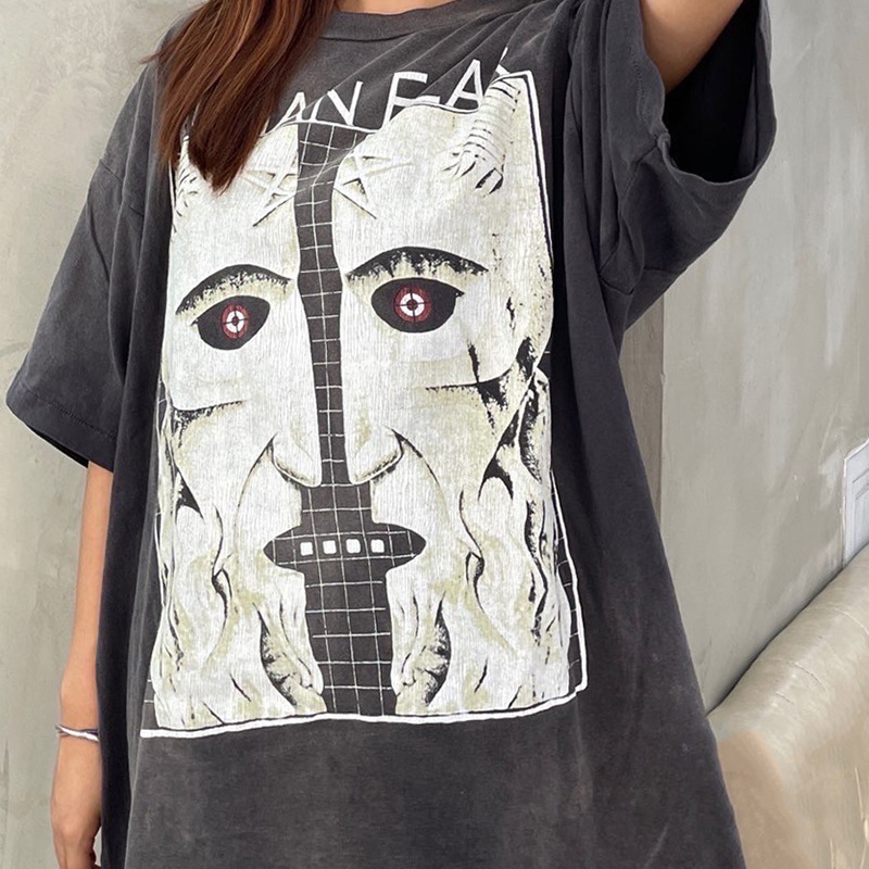 小众美潮saint michael白鬼五芒星印花重磅水洗vintage短袖t恤