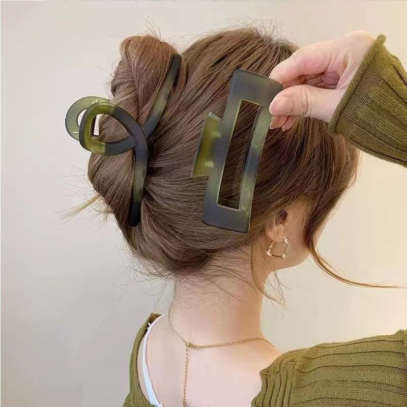 Korean Style Scrub Green Barrettes Back Head Elegant Big Hair Claws Female Shark Gap Former Red Elegant Hair Pin Clip Hairware