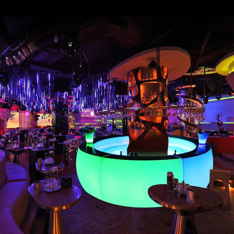 led发光家具吧台户外活动圆形调酒吧台桌