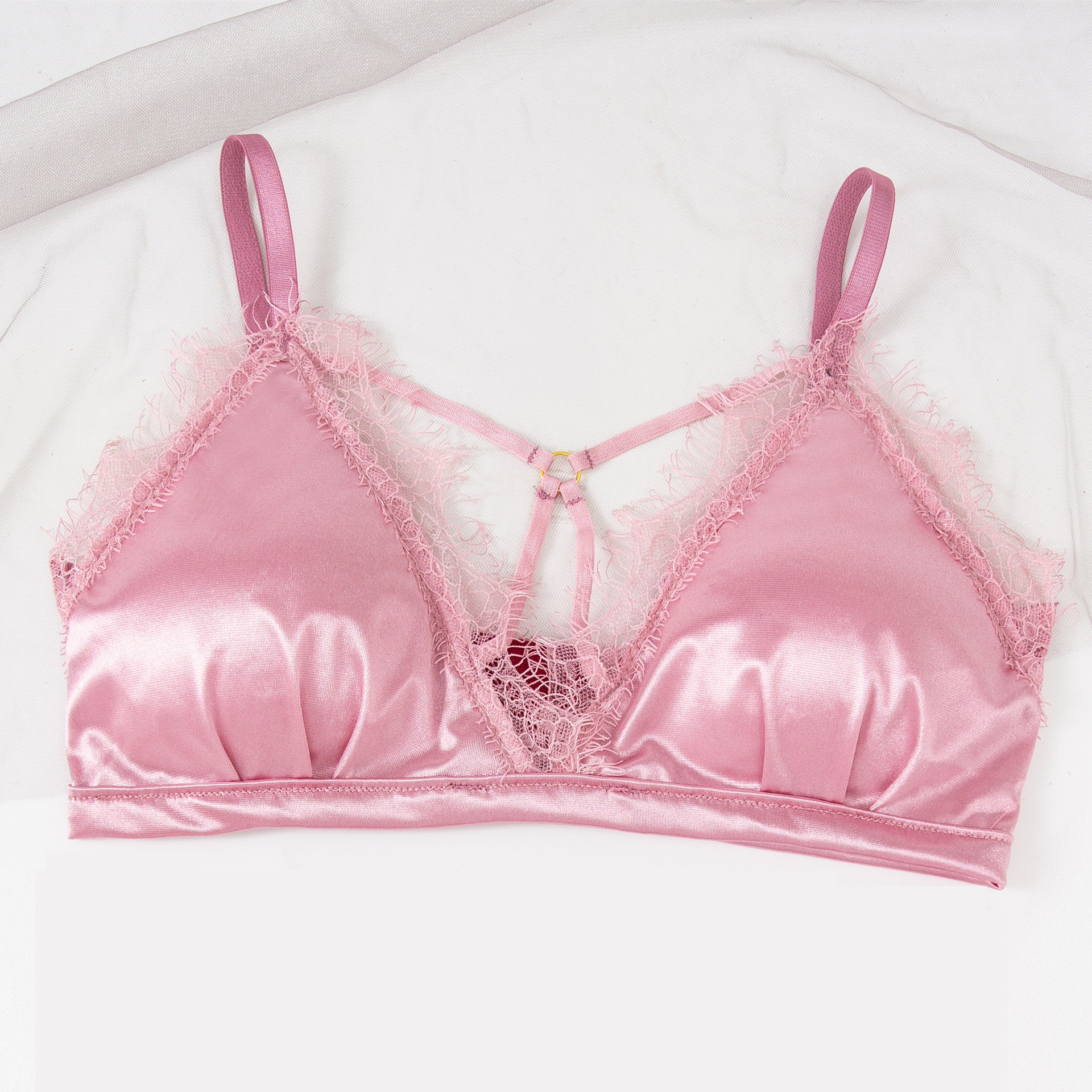 性感细吊带抹胸小bra 蕾丝边无钢圈裹胸少女文胸色丁美背内衣批发