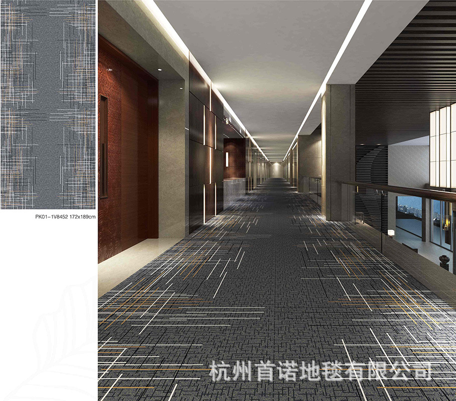 厂家定制宾馆酒店ktv走廊地毯 现代中式高清尼龙印花过道满铺地毯