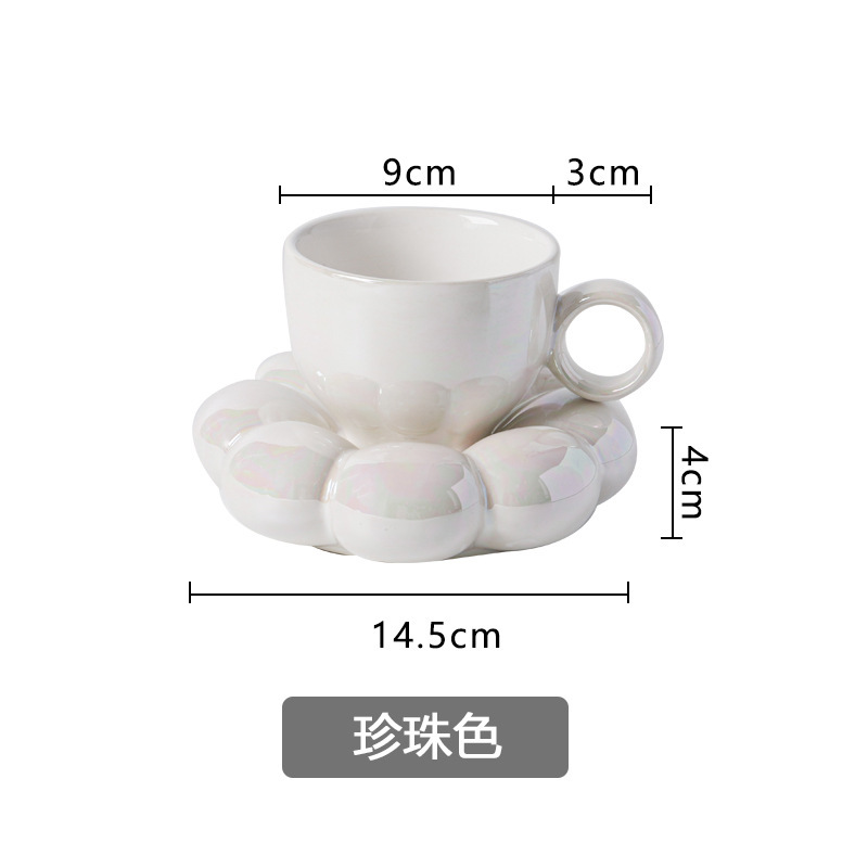 Cross-Border Supply Nordic Ins Macaron SUNFLOWER Coffee Cup Creative Ceramic Cup Dish Ice Cream Mark Cup