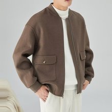 棒球领双面呢夹克外套男秋冬季帅气呢子上衣设计感美式保暖男装潮