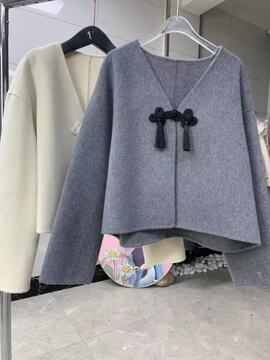 2023秋冬国风时尚设计减龄款双面女装短款羊绒大衣