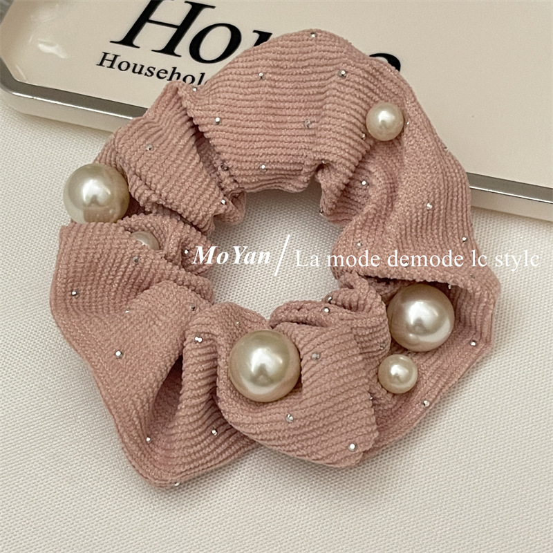 Starry Sky Hair Band Temperament Pearl Headband Women's Simple Elastic and Durable High Ponytail Rubber Band Women's Hair Rope Headdress
