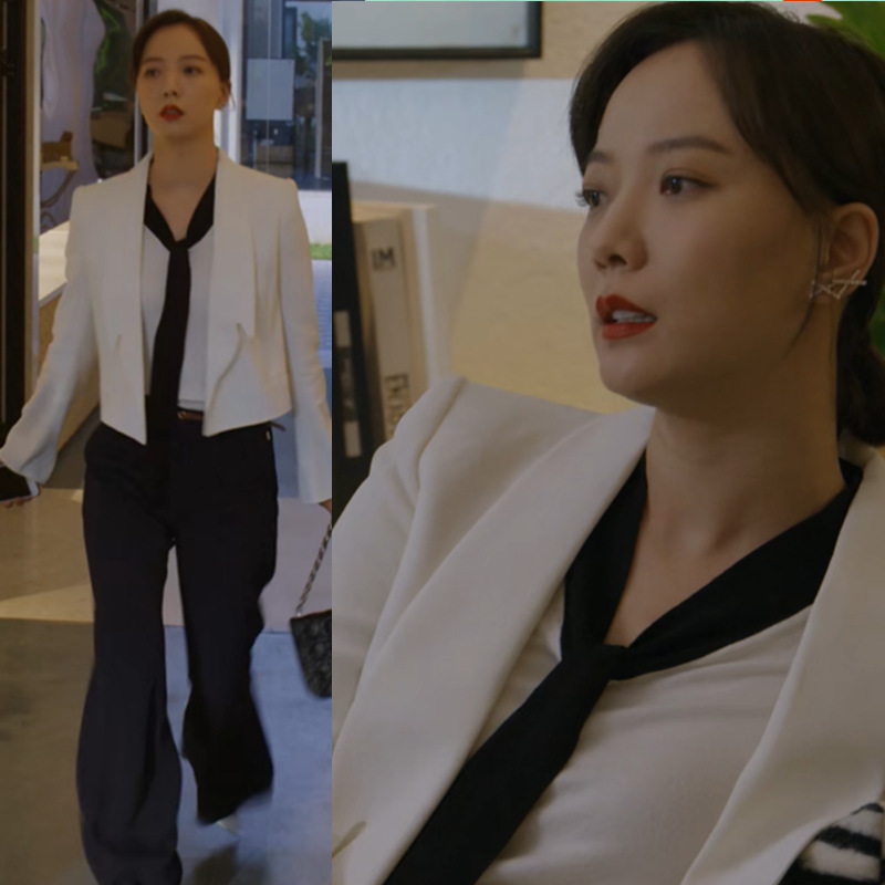 北辙南辕王珞丹尤珊珊明星同款白衬衫女撞色飘带雪纺衫系带打底衫