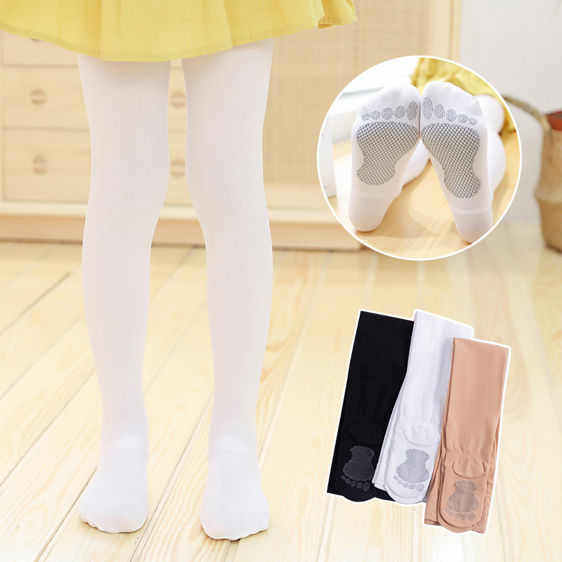 Children's Dance Socks Spring and Autumn Thin Sole Non-Slip Girls' Leggings High Elastic Anti-Pilling White Pantyhose