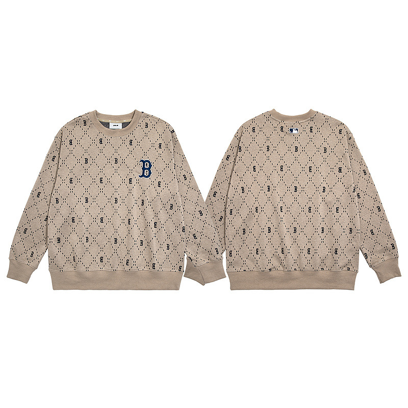 潮牌mlb高品质夏季新款复古钻石老花满标卫衣男女情侣款宽松运动t