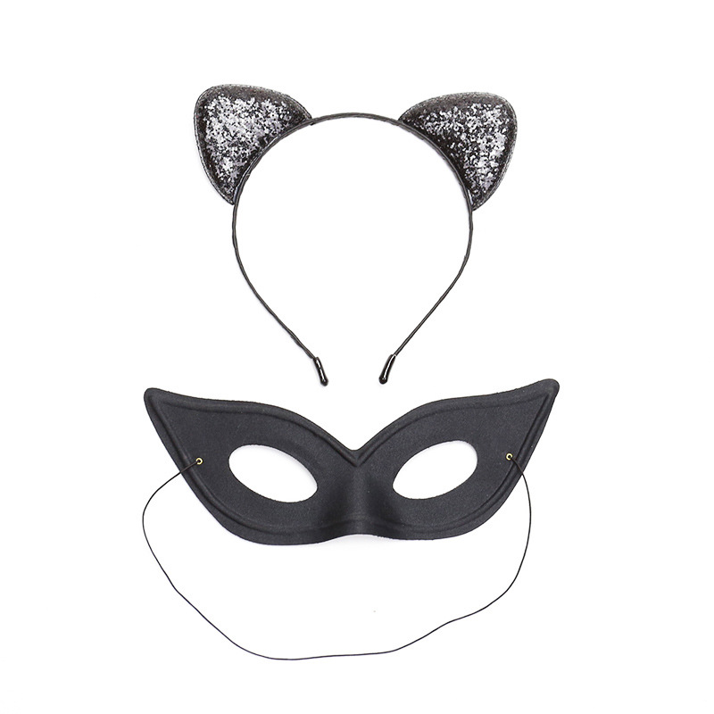 Zilin Cross-Border Spot Amazon Holiday Party Makeup Props Ball Sexy Mask Cat Ears Headband Set