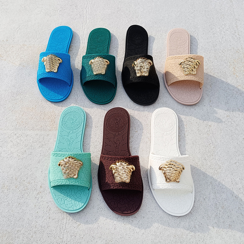 Flat Slippers for Women Ins Popular One-Word Sandals 2023 Summer New European and American Fashion Slipper Outdoor Slippers