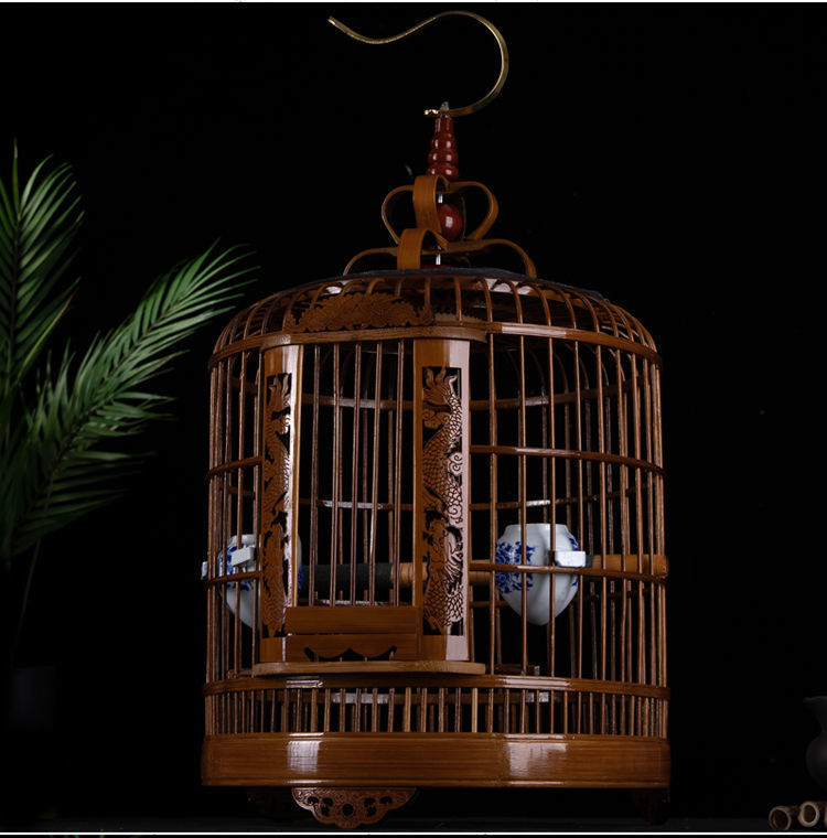 鸟笼海洋竹制画眉鸟笼子大号套八哥鹩哥竹独立站速卖通厂家直销