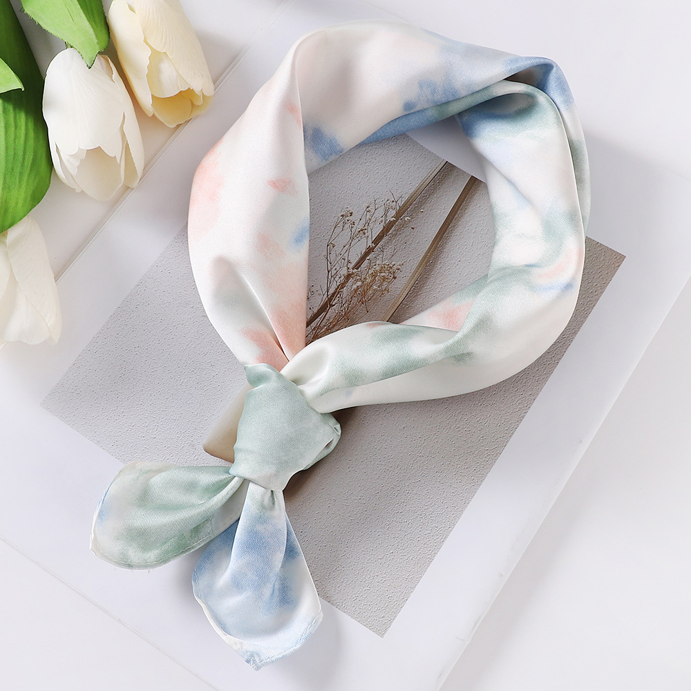 Spring and Summer Emulation Silk Scarf Wholesale Women's Twill Small Silk Scarf Square Scarf 53 Scarf Fashion Decoration Kerchief Hair