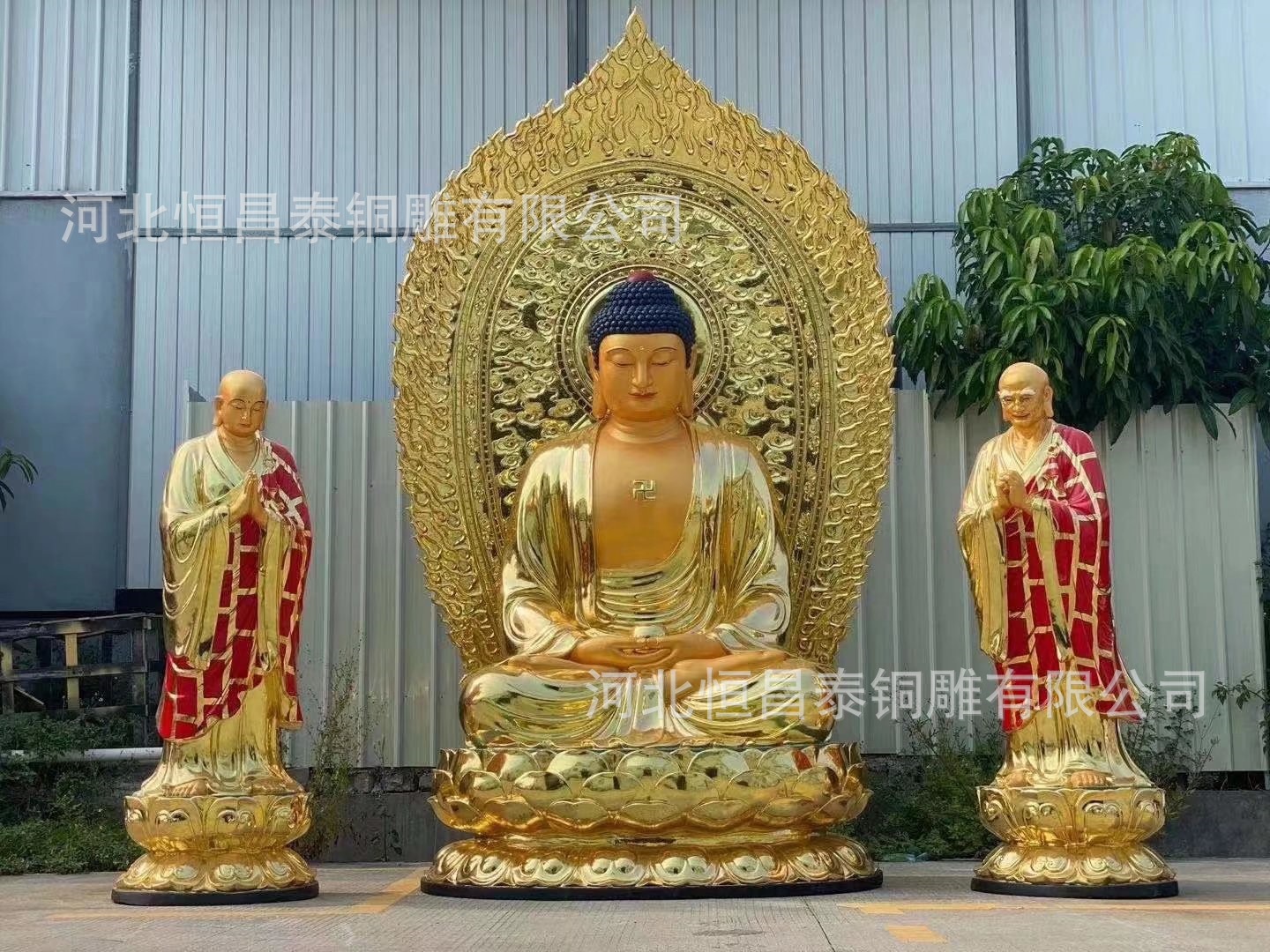 厂家铸造阿难迦叶铜佛像释迦牟尼佛护法纯铜阿难迦叶贴金神像